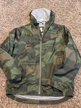 GAP Kids Green Camo Hooded Rain Jacket